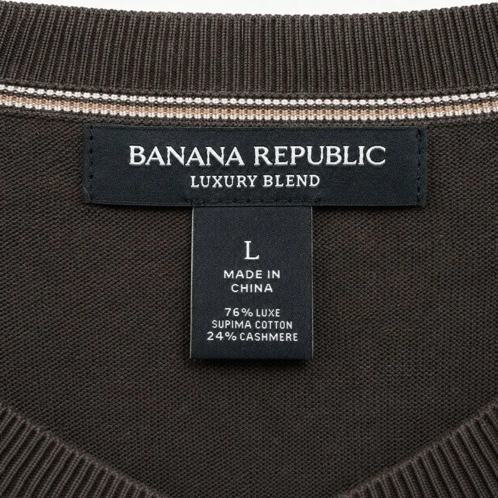 Banana Republic Luxury Blend Chocolate Brown Cashmere Supima Cotton Sweater L
